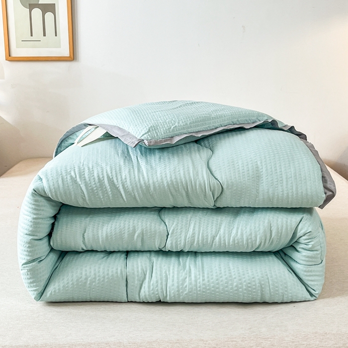 91家纺网 家纺一手货源 找家纺 百花王2025新款泡泡棉纯色简约升级款大豆被子被芯 原棉大豆被泡泡升级款 -墨绿色