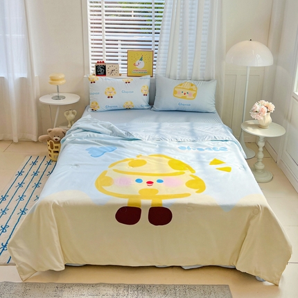 91家纺网 家纺一手货源 找家纺 港岛妹妹 2025新款平网大版嵌绳边单夏被 黄油芝士