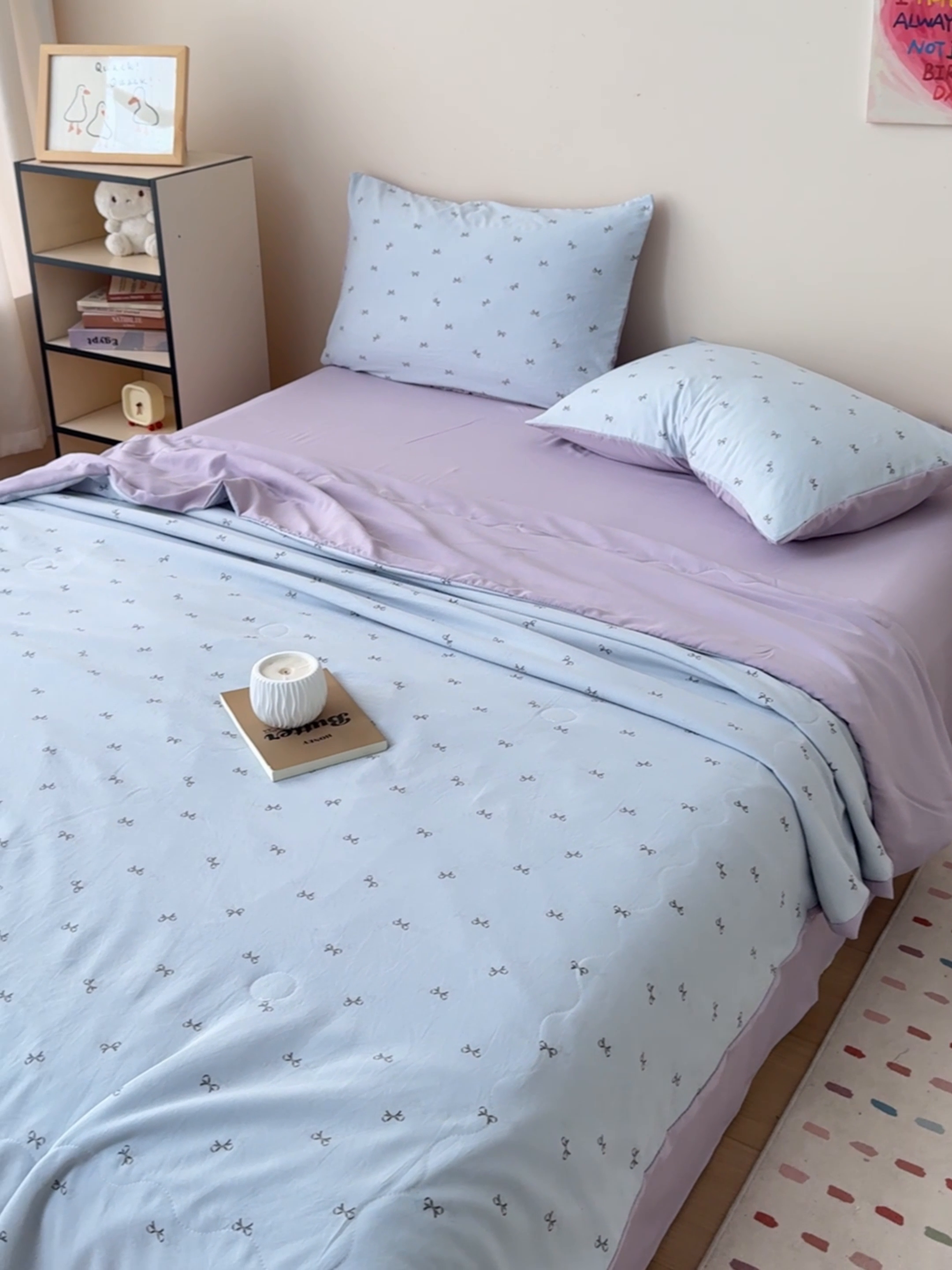 91家纺网 家纺一手货源 找家纺 南北家居 2025新款针织棉双层纱夏被四件套 蔷薇轻舞