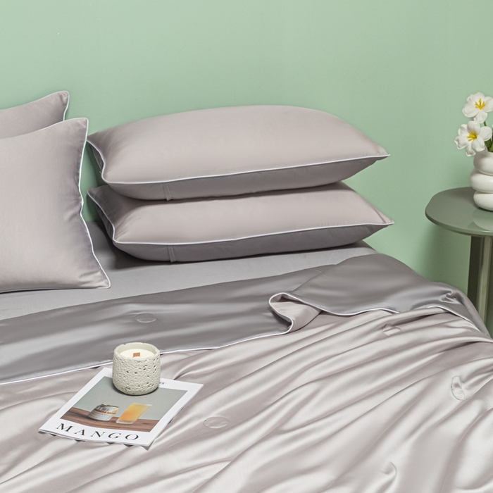 91家纺网 家纺一手货源 找家纺 爱彼家纺 2025夏季新款麻绳款冰丝夏被夏凉被空调被四件套-风格一 麻绳款夏被-青灰+高级灰