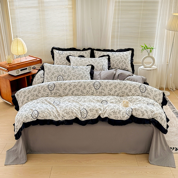 91家纺网 家纺一手货源 找家纺 佳一家纺 2025新款亲肤水洗棉四件套系列 花香