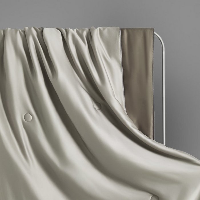 91家纺网 家纺一手货源 找家纺 AB家纺2025新品A类莱赛尔双拼50天丝空调夏被四件套 巴黎灰-古铜棕