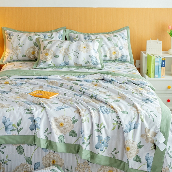 91家纺网 家纺一手货源 找家纺 晨晨家纺2025新款双面全棉夏被四件套 清新悦语