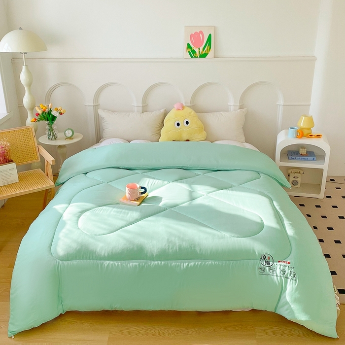 91家纺网 家纺一手货源 找家纺 百花王2025新款原棉大豆被被子被芯 墨绿色