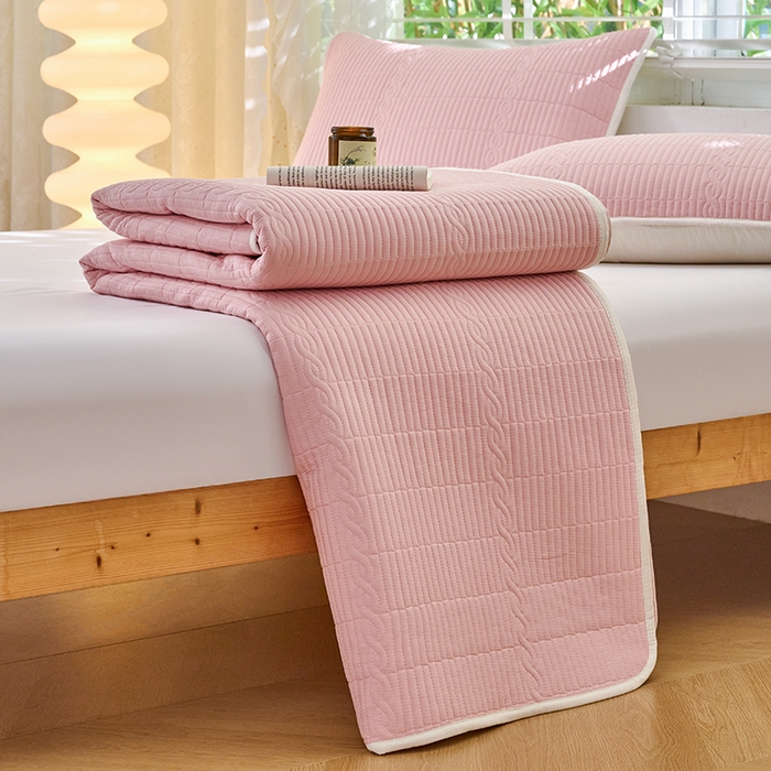 91家纺网 家纺一手货源 找家纺 X猫先生 2025新款全棉纯色床盖全棉床盖糖果系列 糖果-水柿粉