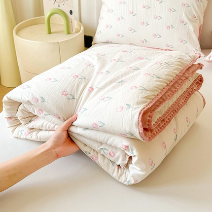 91家纺网 家纺一手货源 找家纺 （总）熙宴家纺 2025新款A类水洗双层纱100%新疆棉花印花夏被空调被夏凉被
