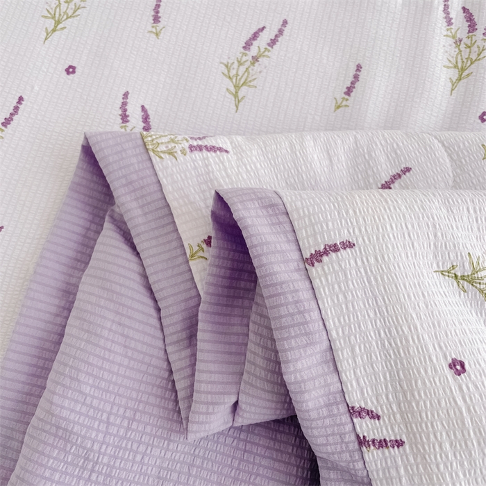 91家纺网 家纺一手货源 找家纺 南北家居 2025新款亲肤泡泡棉提花夏被 紫色香