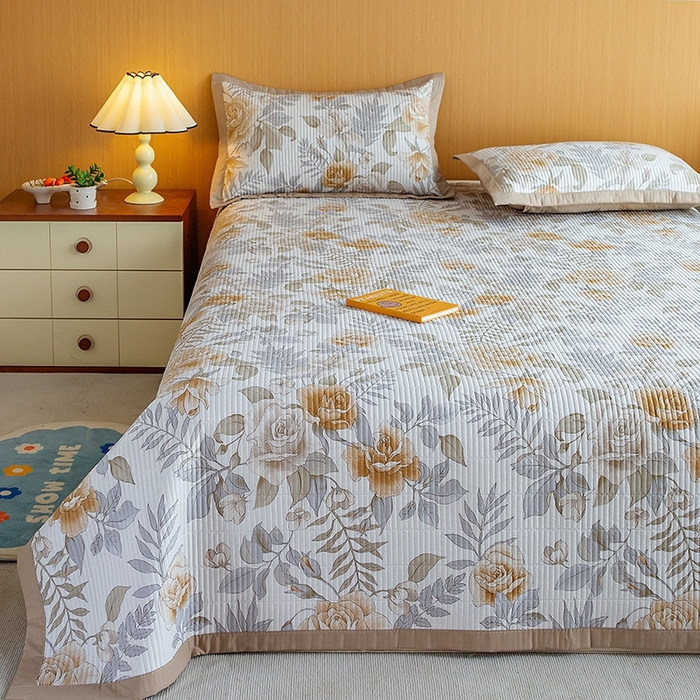 91家纺网 家纺一手货源 找家纺 晨晨家纺2025新款双面全棉床盖款三件套 春日繁花