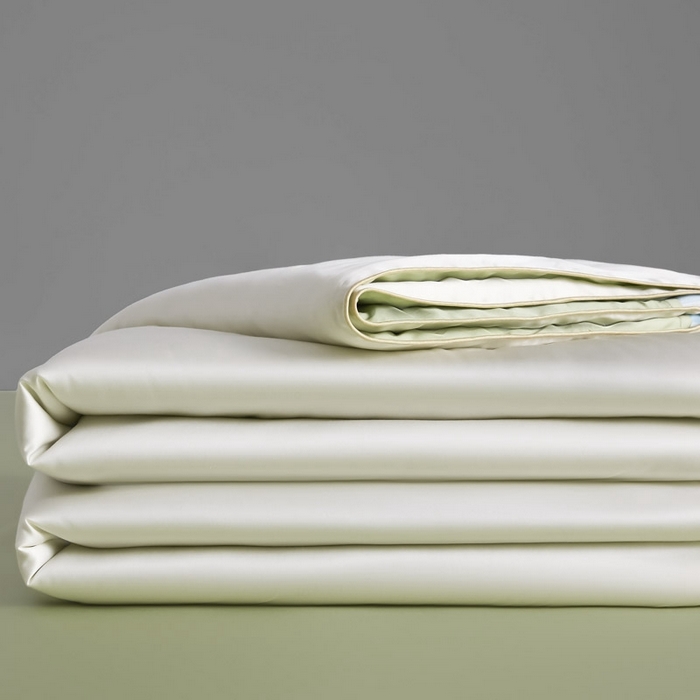 91家纺网 家纺一手货源 找家纺 AB家纺2025新品A类莱赛尔双拼50天丝空调夏被四件套 珍珠白-梨花黄