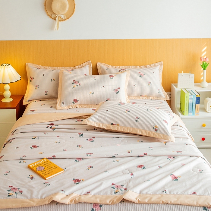 91家纺网 家纺一手货源 找家纺 晨晨家纺2025新款双面全棉夏被四件套 蝶恋花