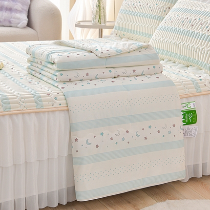 畅畅家纺 2025新款夏季凉感丝印花足球花凉席夏被夏凉被空调被四件套 足球花-星光灿烂