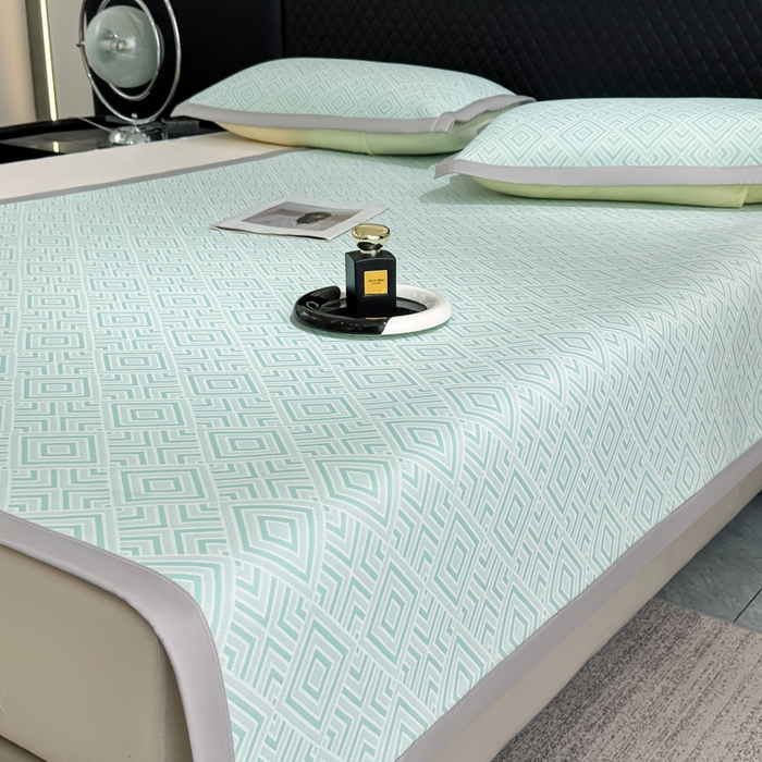 91家纺网 家纺一手货源 找家纺 小萌虎 2025新款PE高分子凉感大提花凉席席子 轻奢