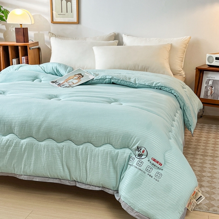 91家纺网 家纺一手货源 找家纺 （总）百花王2025新款泡泡棉纯色简约升级款大豆被子被芯