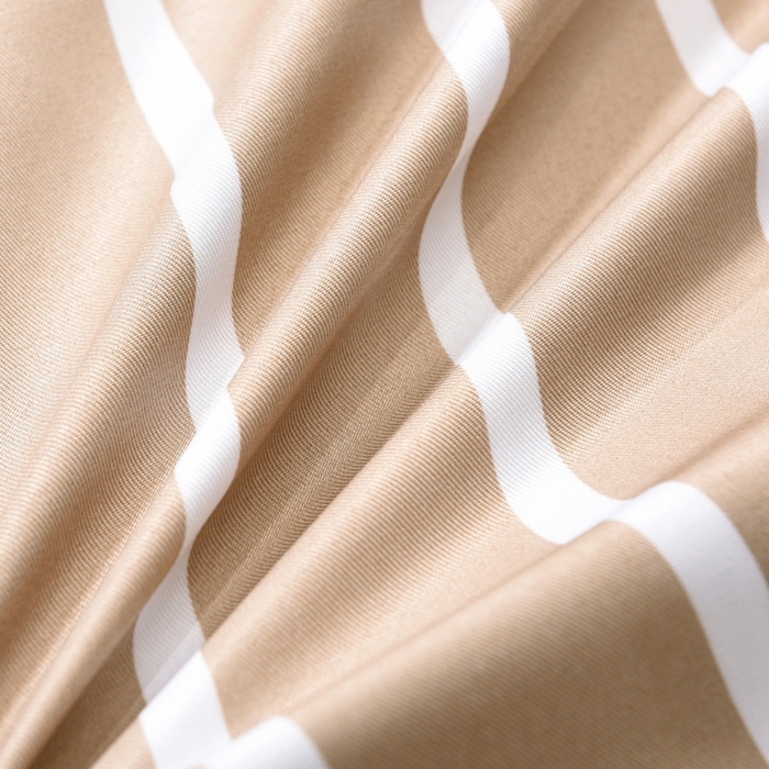 91家纺网 家纺一手货源 找家纺 百花王2025新款斜纹天丝莫代尔四件套 驼色条纹