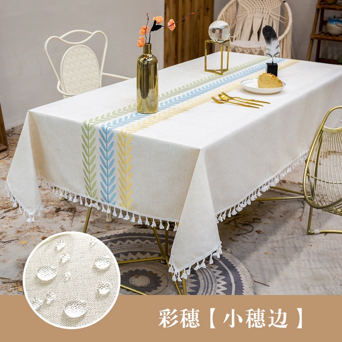 91家纺网 家纺一手货源 找家纺 （总）大梧纺织2025新款棉麻绣花桌布-彩穗秋穗