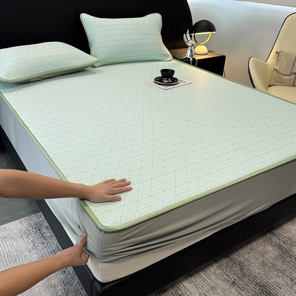 典曼家纺 2025春夏新款PE凉感提花床席床笠凉席席子 欧迪亚 床笠