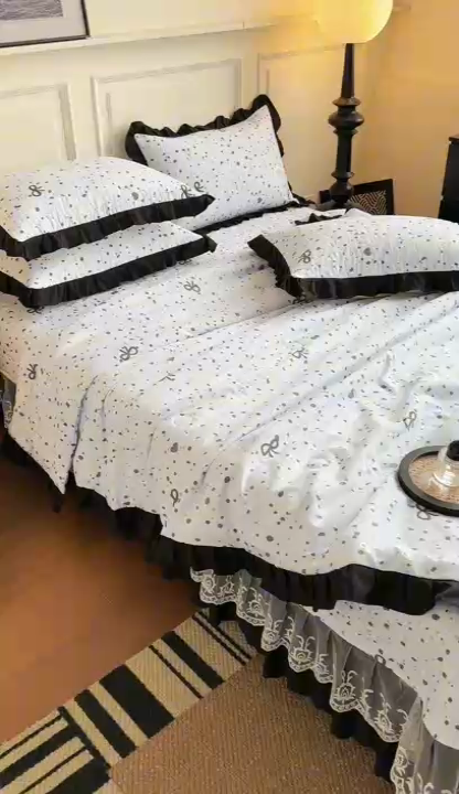 91家纺网 家纺一手货源 找家纺 绣女坊 2025新款夏被款床盖四件套 蝴蝶结