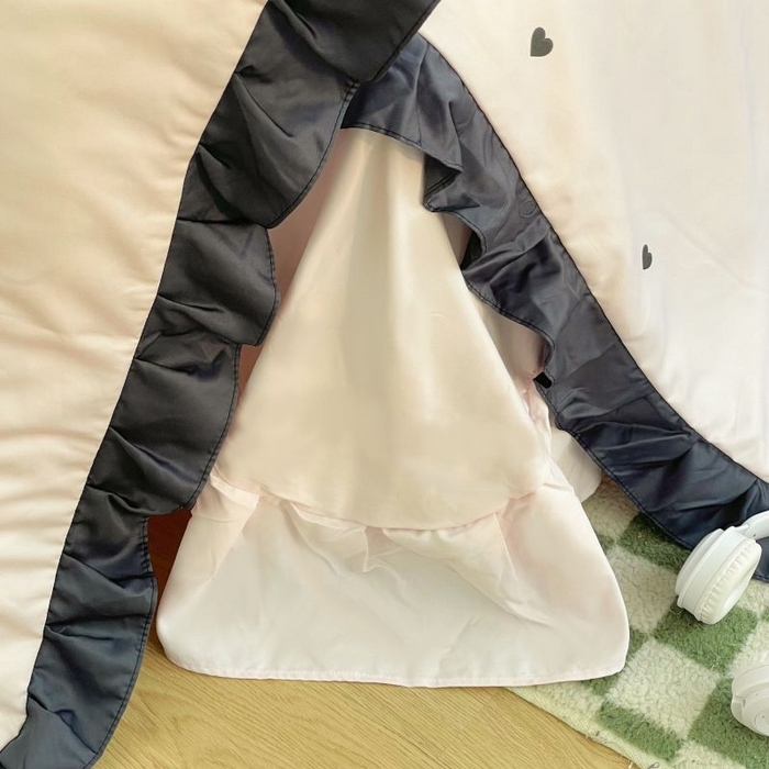 91家纺网 家纺一手货源 找家纺 绣女坊  2025新款水洗天丝夏被四件套 黄色爱心