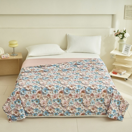 91家纺网 家纺一手货源 找家纺 子由家居 2025新款5D凉感大豆夏被 5D-石榴花