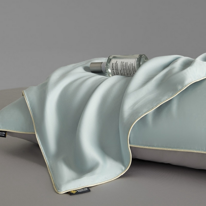91家纺网 家纺一手货源 找家纺 AB家纺2025新品A类莱赛尔双拼50天丝空调夏被四件套 冰川蓝-烟灰