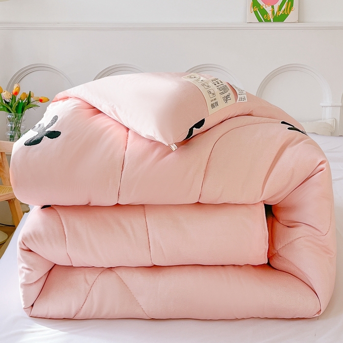 91家纺网 家纺一手货源 找家纺 百花王2025新款原棉大豆被被子被芯 蝴蝶结粉色