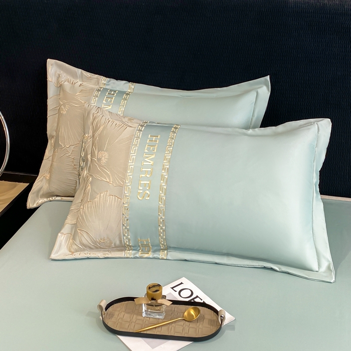 91家纺网 家纺一手货源 找家纺 子曰 2025新款金丝提花浮雕刺绣水洗真丝四件套 花语-绿