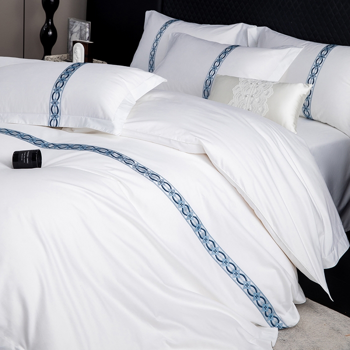 91家纺网 家纺一手货源 找家纺 优必恩 2025新款高支高密民宿酒店织带款四件套套件 兴隆