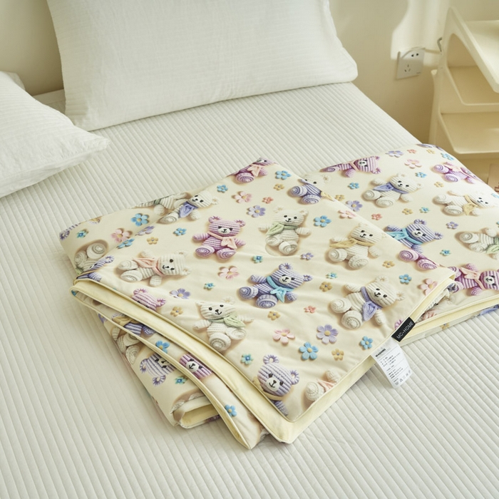 91家纺网 家纺一手货源 找家纺 子由家居 2025新款5D凉感大豆夏被 5D-可爱毛线熊