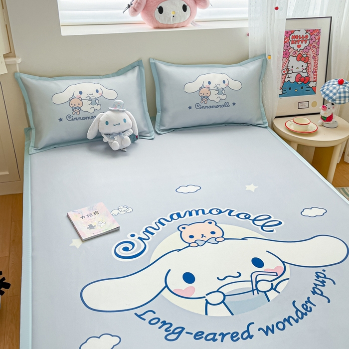 91家纺网 家纺一手货源 找家纺 （总）桃子家居 2025新款A类三丽鸥授权数码印花中分子1200D凉感冰丝宽边凉感软席席子