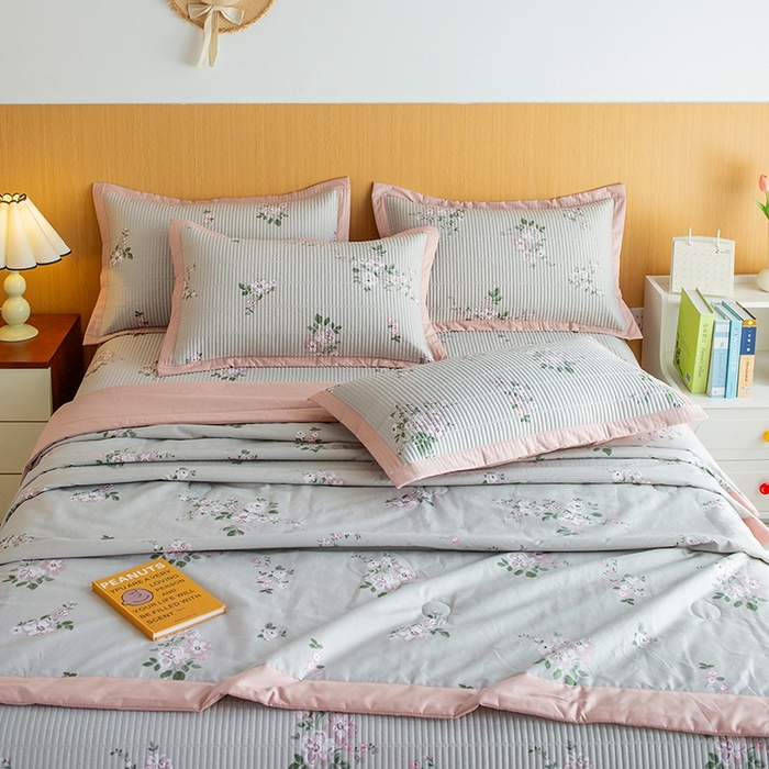 91家纺网 家纺一手货源 找家纺 晨晨家纺2025新款双面全棉床盖款三件套 寻芳