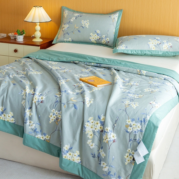 91家纺网 家纺一手货源 找家纺 晨晨家纺2025新款双面全棉床盖款三件套 青棠