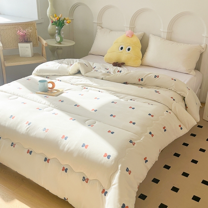 91家纺网 家纺一手货源 找家纺 百花王2025新款原棉大豆被被子被芯 爱心红兰