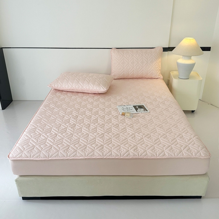 91家纺网 家纺一手货源 找家纺 云雀   2025新款舒适莱赛尔天丝夹棉床笠 菱格床笠-玉粉