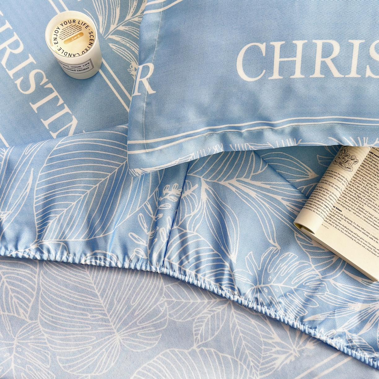 91家纺网 家纺一手货源 找家纺 乐居家纺 2025新款亲肤舒适活性印染水洗冰丝床笠 芳菲-蓝