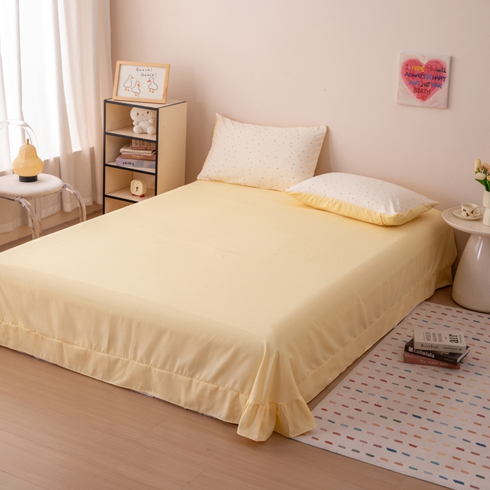 91家纺网 家纺一手货源 找家纺 南北家居 2025新款针织棉双层纱夏被四件套 晨露波点