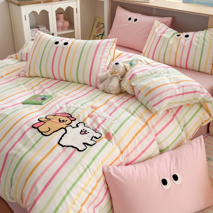 91家纺网 家纺一手货源 找家纺 如意朵2025新款全棉毛巾绣四件套 一起嗨