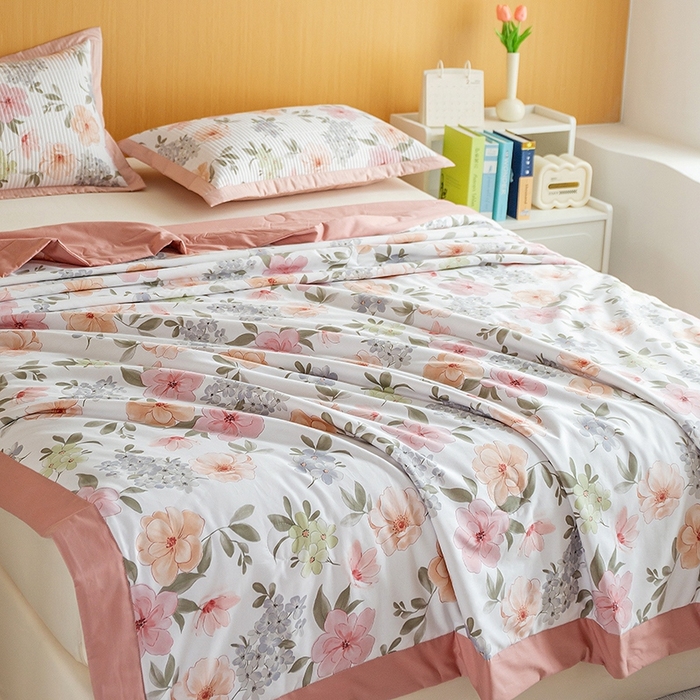 91家纺网 家纺一手货源 找家纺 晨晨家纺2025新款双面全棉夏被四件套 绚纱