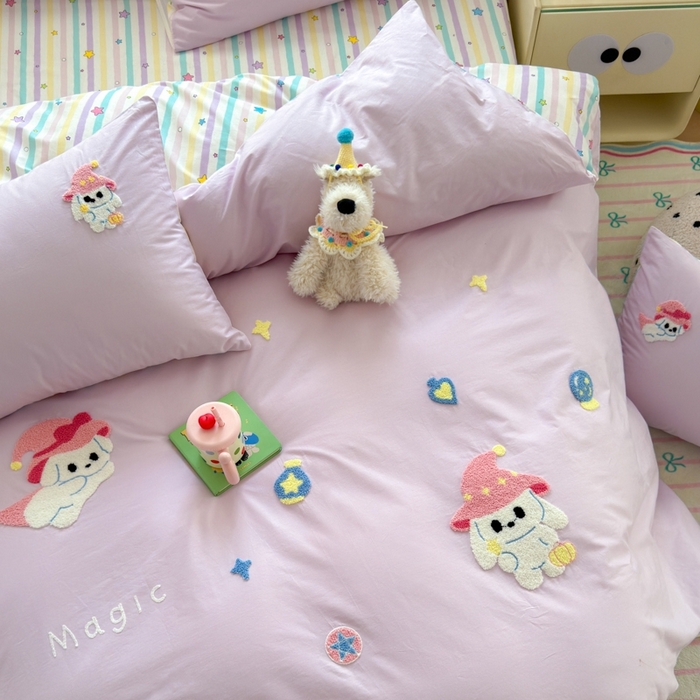 91家纺网 家纺一手货源 找家纺 如意朵2025新款全棉毛巾绣四件套 魔法师