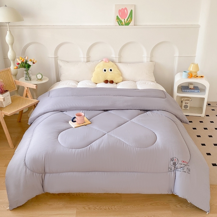 91家纺网 家纺一手货源 找家纺 百花王2025新款原棉大豆被被子被芯 灰色