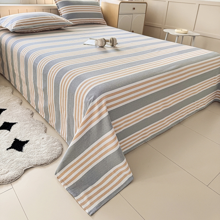 91家纺网 家纺一手货源 找家纺 金泰莱 2025新款色织老粗布床单老粗布凉席三件套 迟暮