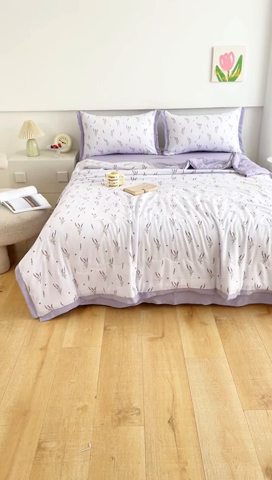 91家纺网 家纺一手货源 找家纺 南北家居 2025新款亲肤泡泡棉提花夏被 紫色香