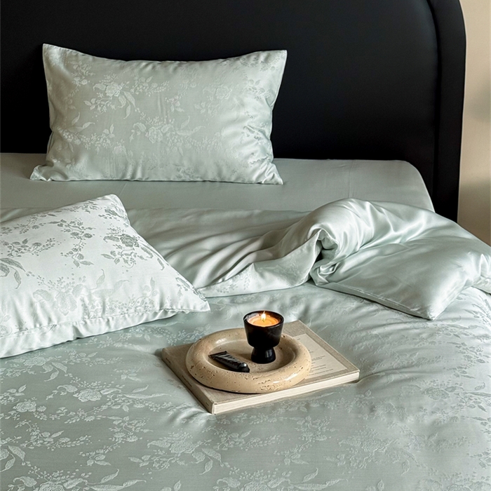 91家纺网 家纺一手货源 找家纺 FORTWO2025新款60支兰精天丝浮雕提花四件套		 满庭芳