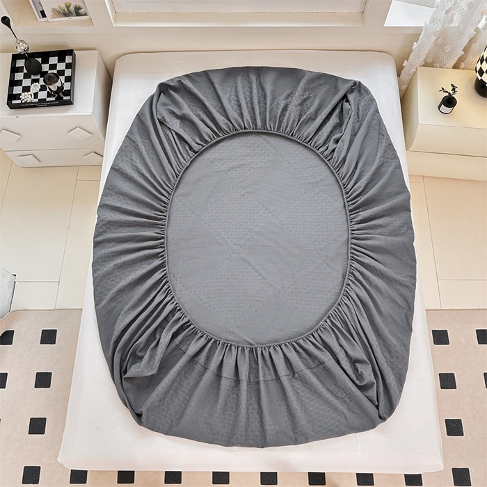 91家纺网 家纺一手货源 找家纺 曼町家居 2025新款全棉华夫格床笠 烟灰