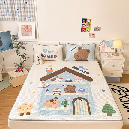 91家纺网 家纺一手货源 找家纺 川悦生活 2025新款大版冰豆豆凉豆豆凉席 小屋哒啦