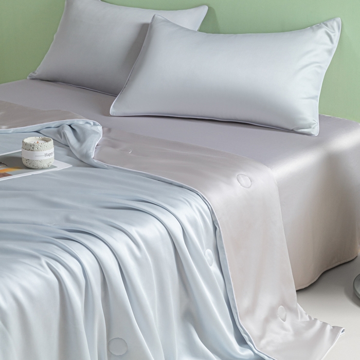 91家纺网 家纺一手货源 找家纺 爱彼家纺 2025夏季新款麻绳款冰丝夏被夏凉被空调被四件套-风格二 麻绳款夏被-碧湖兰青灰