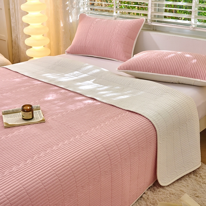 91家纺网 家纺一手货源 找家纺 X猫先生 2025新款全棉纯色床盖全棉床盖糖果系列 糖果-水柿粉