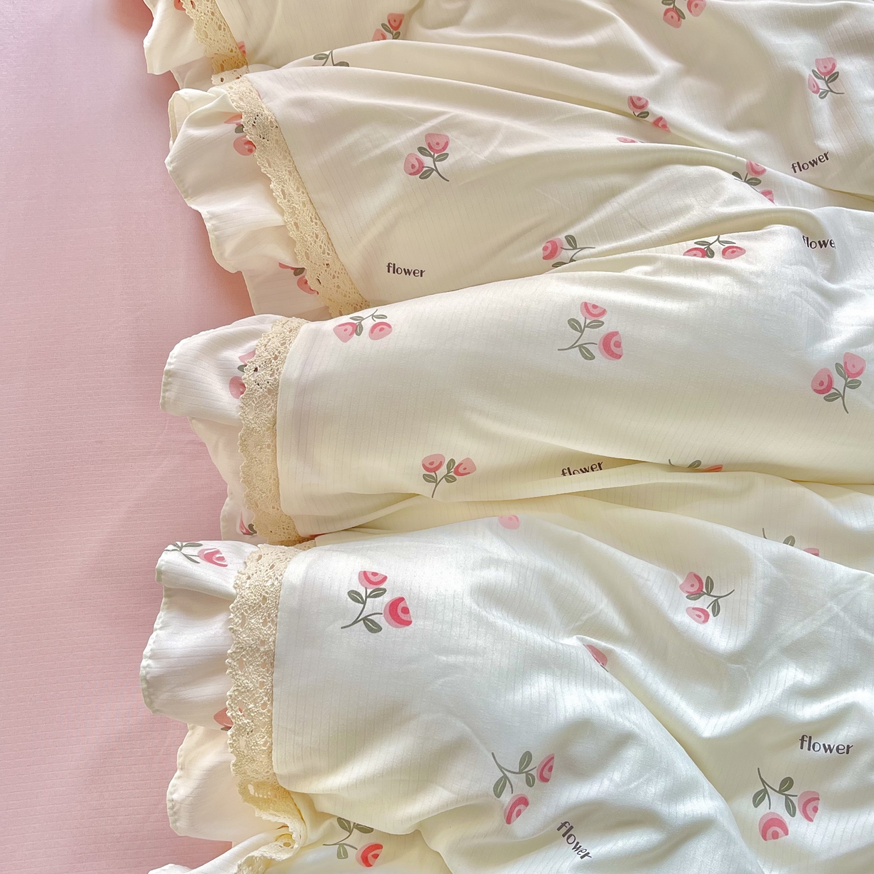 91家纺网 家纺一手货源 找家纺 南北家居 2025新款A类宝宝棉双层纱系列四件套-花边款 月下恋人