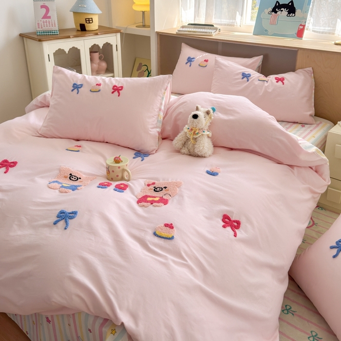 91家纺网 家纺一手货源 找家纺 如意朵2025新款全棉毛巾绣四件套 诸事顺意