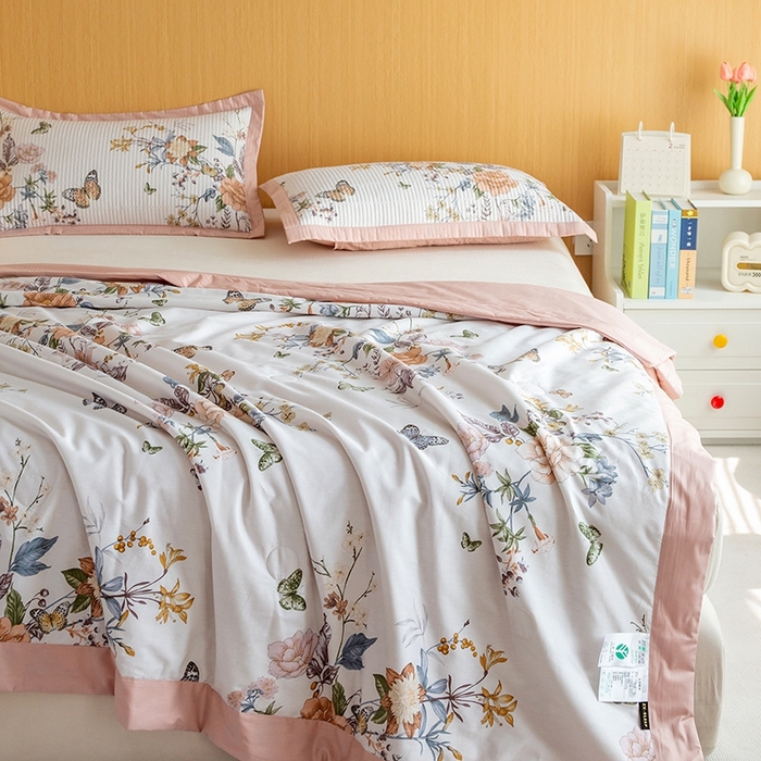 91家纺网 家纺一手货源 找家纺 晨晨家纺2025新款双面全棉夏被四件套 兰芷