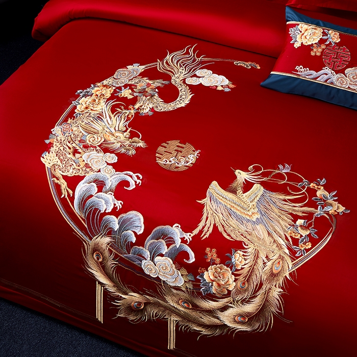 91家纺网 家纺一手货源 找家纺 （总）张公子婚庆馆 2025新款舒适暗纹提花160支长绒棉婚庆四件套系列